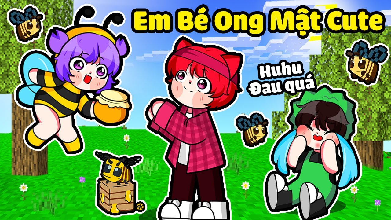 NABEE EM BÉ ONG MẬT SIÊU CUTE VÀ 1 NGÀY BỊ LẠC MẸ TRONG MINECRAFT*NABEE EM BÉ ONG 🥰🐝🍯