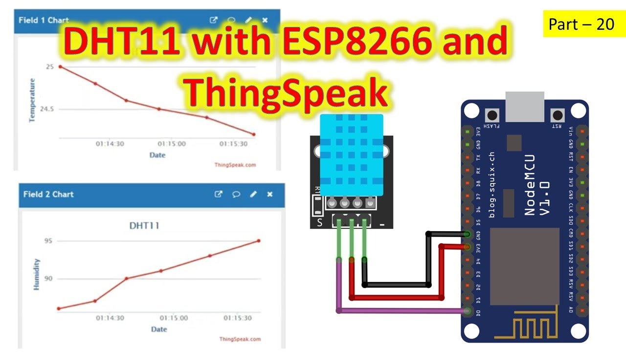 20 ESP8266 DHT11: пошаговая загрузка данных о температуре и влажности в облако ThingSpeak Arduino