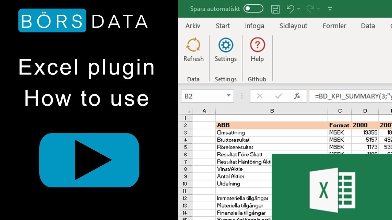 Excel Plugin Funktioner