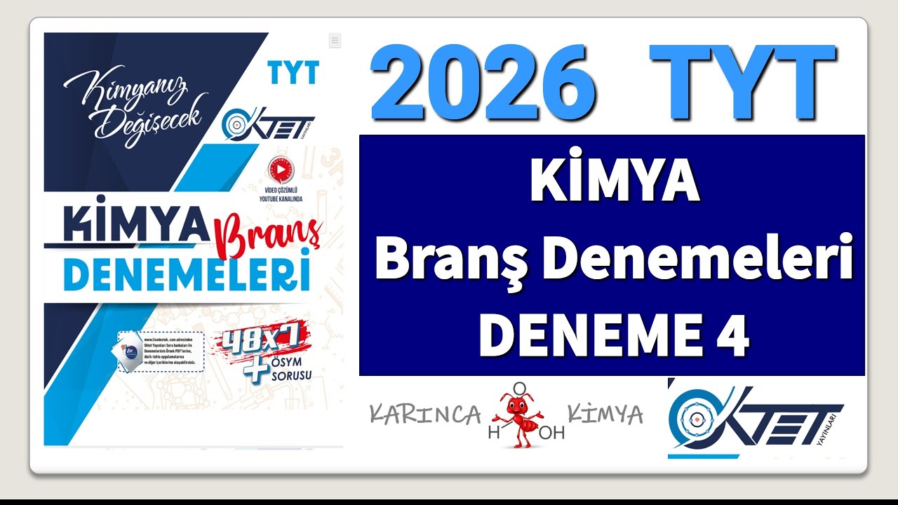 OKTET Yayınları TYT Kimya Branş Denemeleri DENEME 4