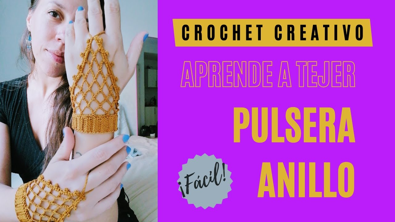 Crochet paso a paso | Brazalete pulsera con anillo - hermoso accesorio tejido muy fácil!