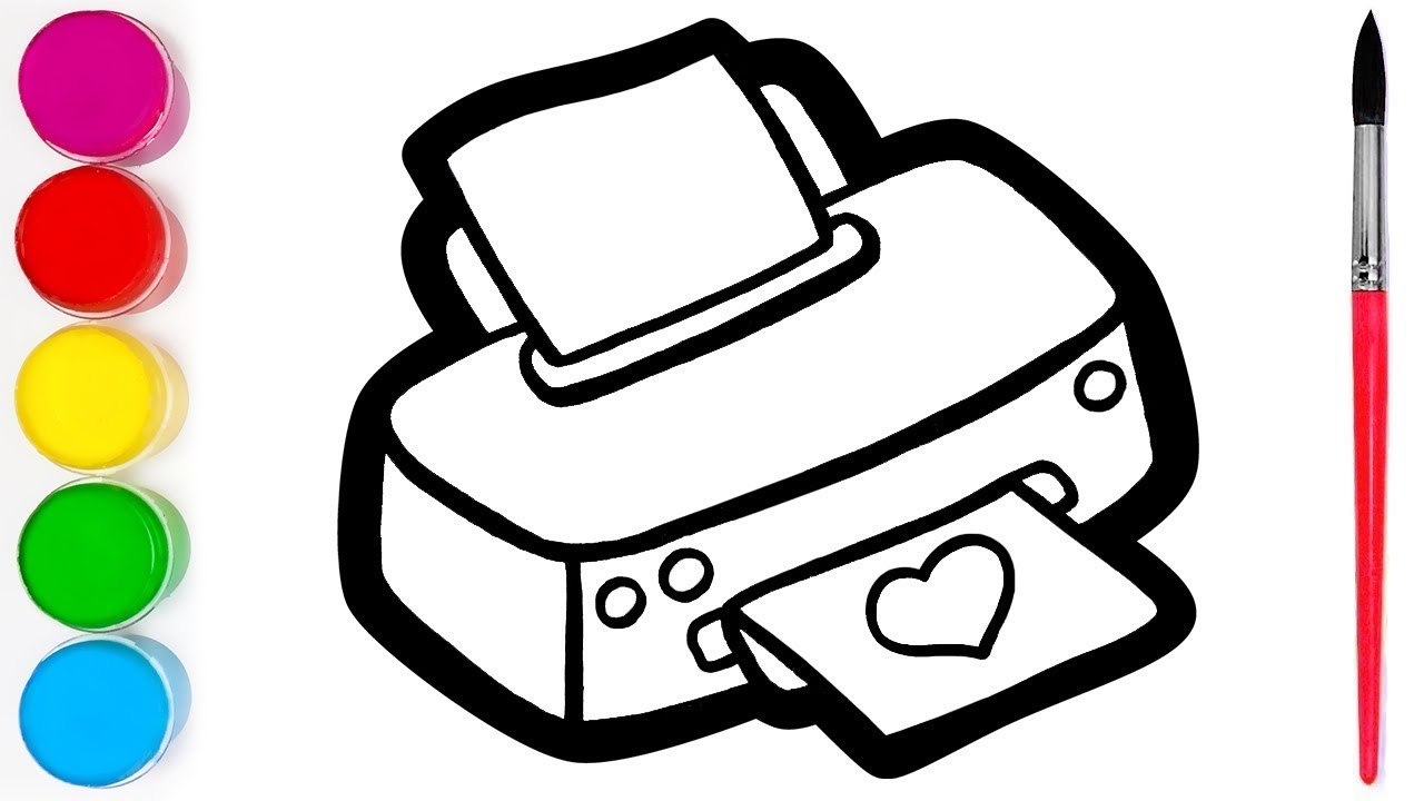 Printer drawing, painting and colouring for kids, toodles ideas for kids, how to draw Printer