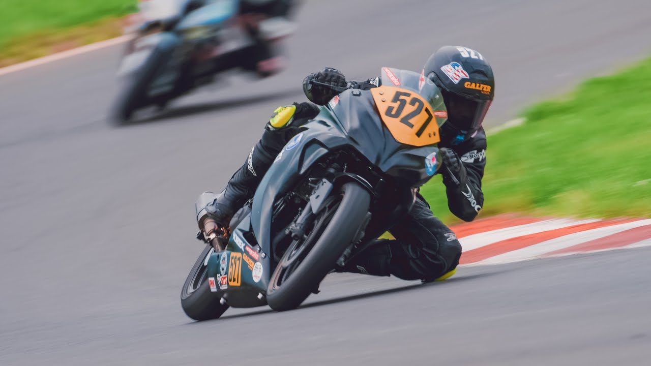 Onboard Ninja 300 Motorcycle Summit Point Racetrack Rear Cam