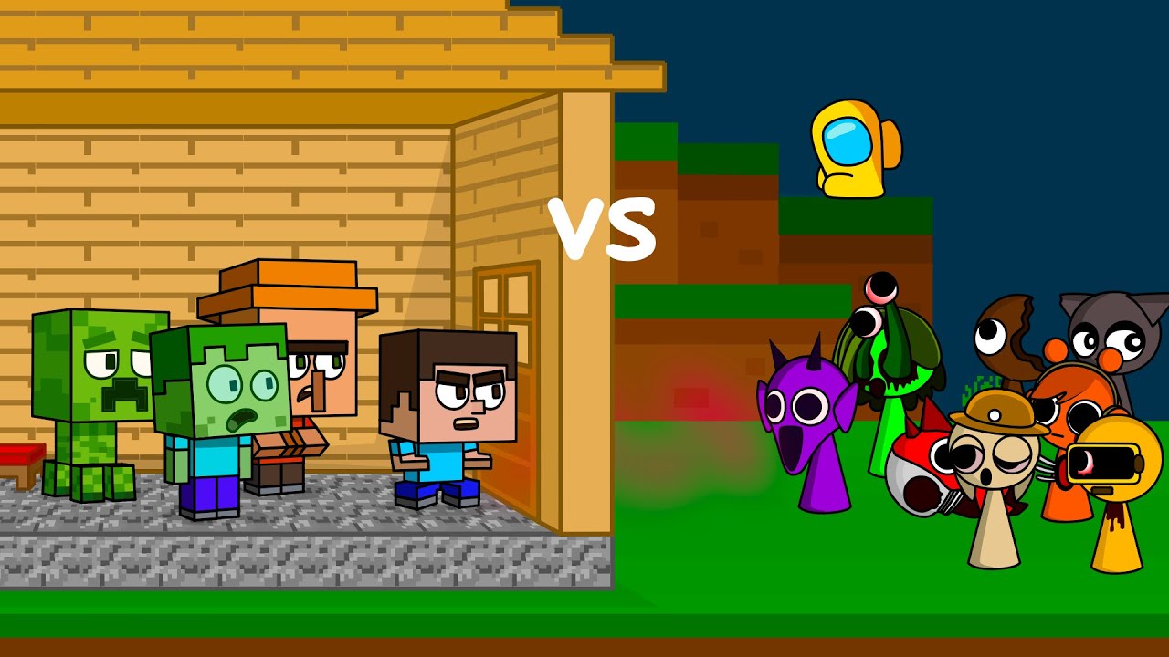 Sprunki vs Minecraft vs Among Us 