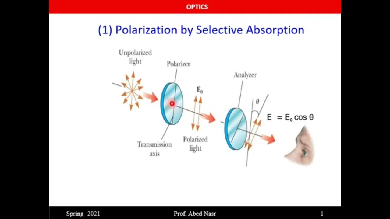 Polarisation of light محاضرة الاستقطاب  في الضوء ا.د عابد نصر