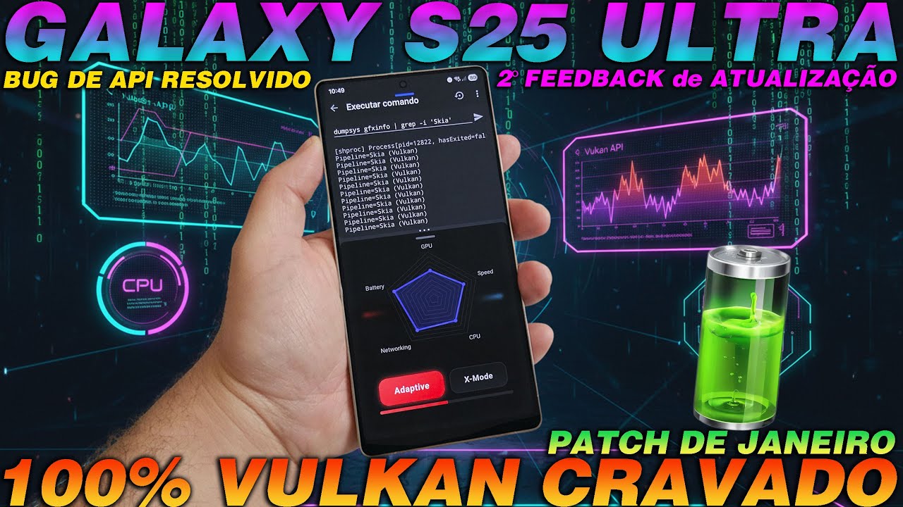 🛑GALAXY S25 ULTRA MONSTRUOSO🔋📊👻😱(Patch de Janeiro)🥶C/ API VULKAN 2°⚡📉FEEDBACK SEM BUG DE API #oneui8