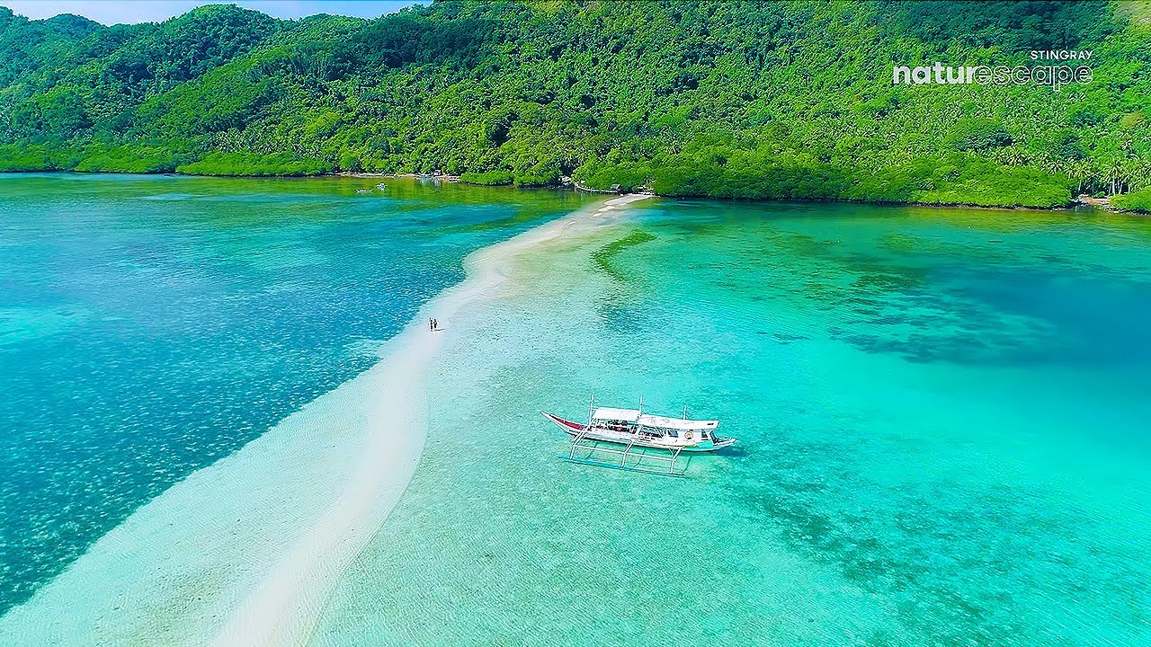 4K 1 HOUR NON STOP Beautiful Beaches in Tropical Paradise in the Philippines With Relaxing Music