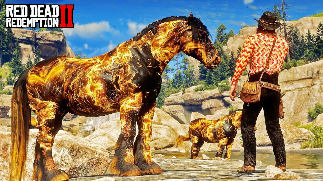 Arthur Morgan Tames the Rare Golden Inferno Horse Near a Hidden Waterfall!