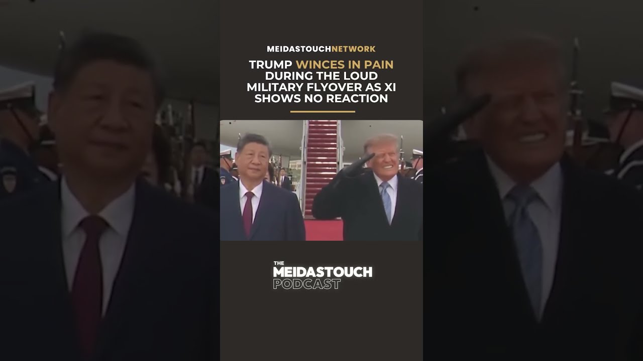 Trump winces in pain during loud U.S. military flyover as Xi remains unbothered