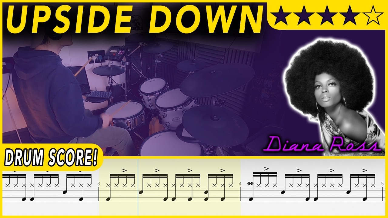 Upside Down - Diana Ross | DRUM SCORE Sheet Music | #654 DRUMSCRIBE