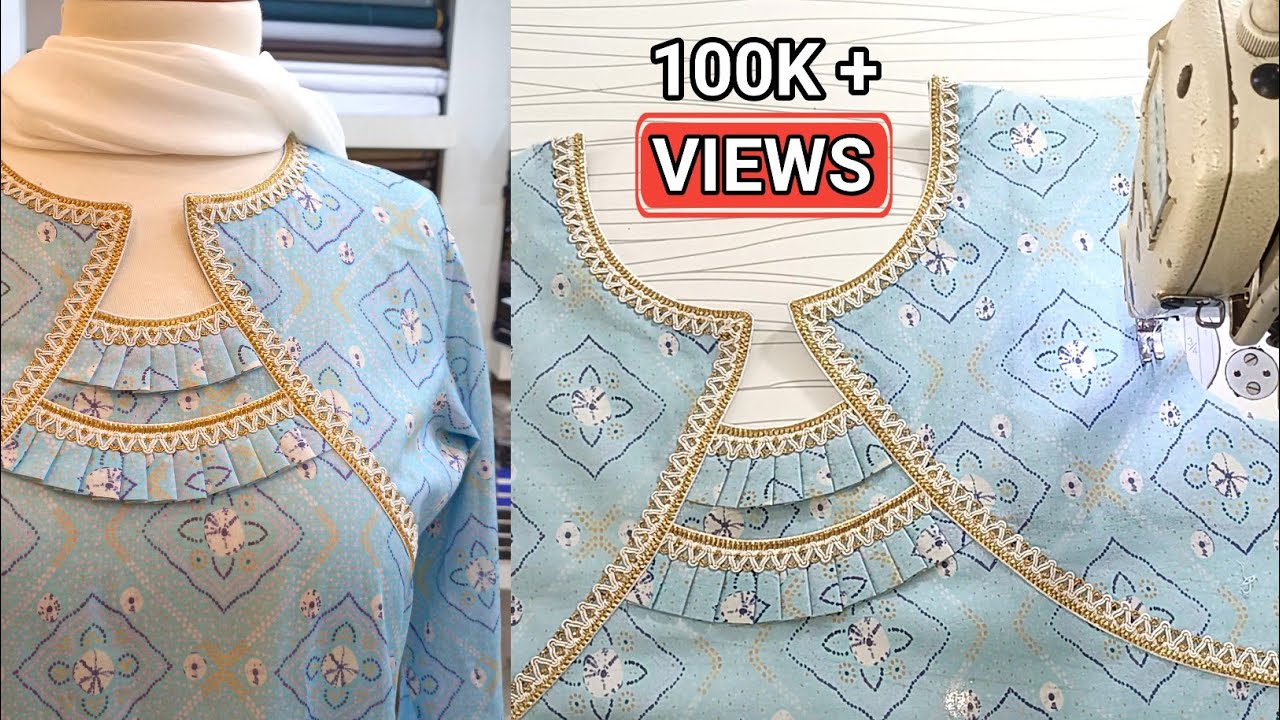 Neck Design Stitching | Easy Tricks with Lace and Fabric