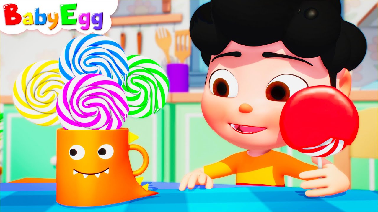 🍭✨ Five Little Lollipops | Colorful Cream Dipping Song | babyEgg Robot 8 Nursery Rhymes & Kids Songs