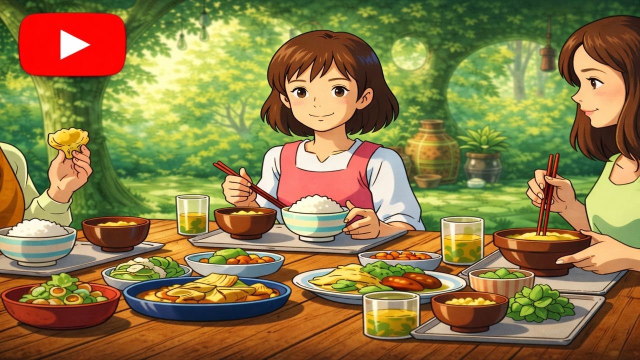 Peaceful Ghibli ASMR | Rainy Mobile Home Cooking in the Forest