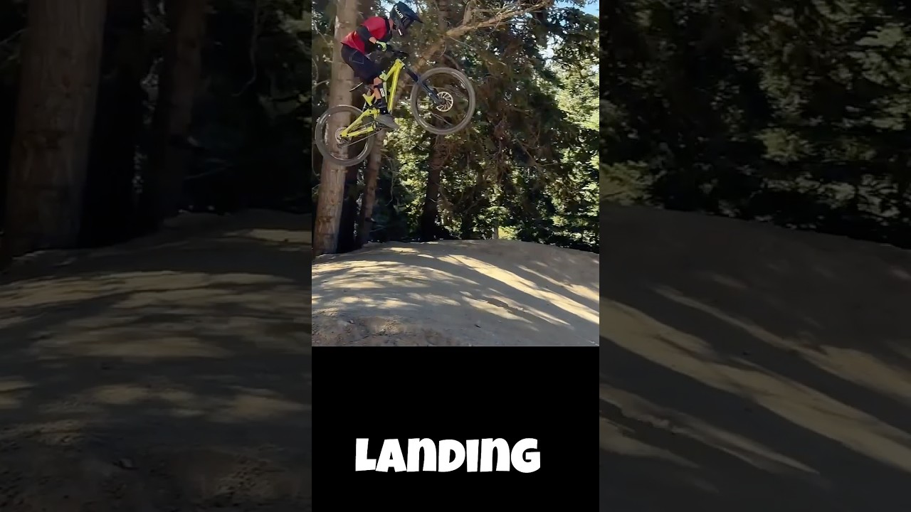 Overshooting a Step Up Jump BIG TIME!!! #musclebeach #mtbmor #snowsummitbikepark