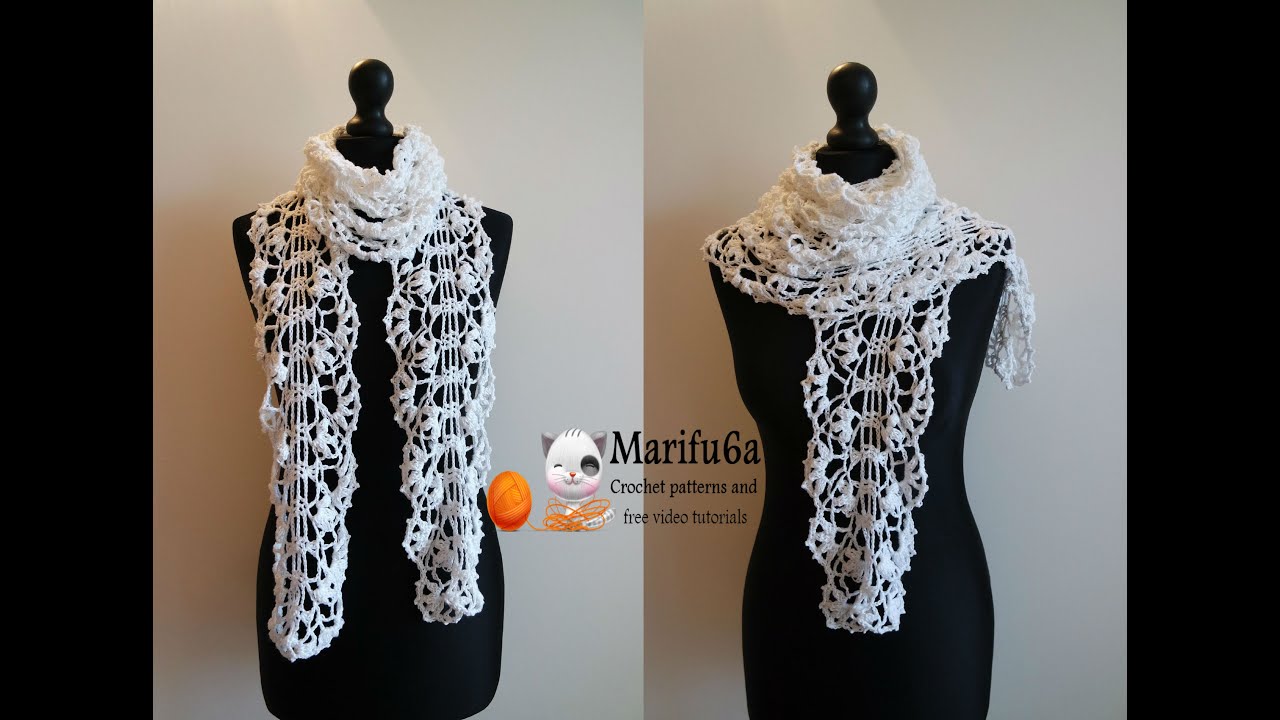 How to crochet white lace scarf