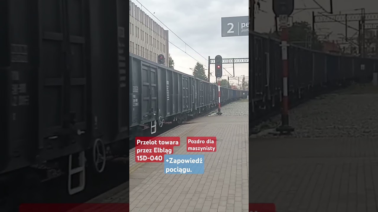Przelot 15D-040 z pociągiem towarowym przez Elbląg +Mega 1rp