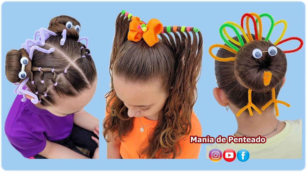 Penteados Divertidos para Cabelo Maluco | Crazy Hair Day | Hair Tutorial for Girls 🥰