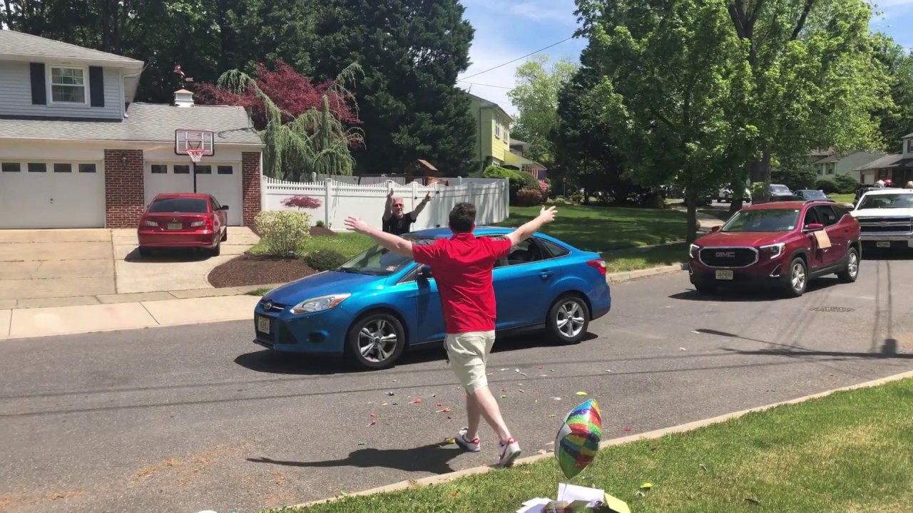 Paul McGroarty surprise Graduation Parade for Montclair University - May 16, 2020 in Startford, NJ