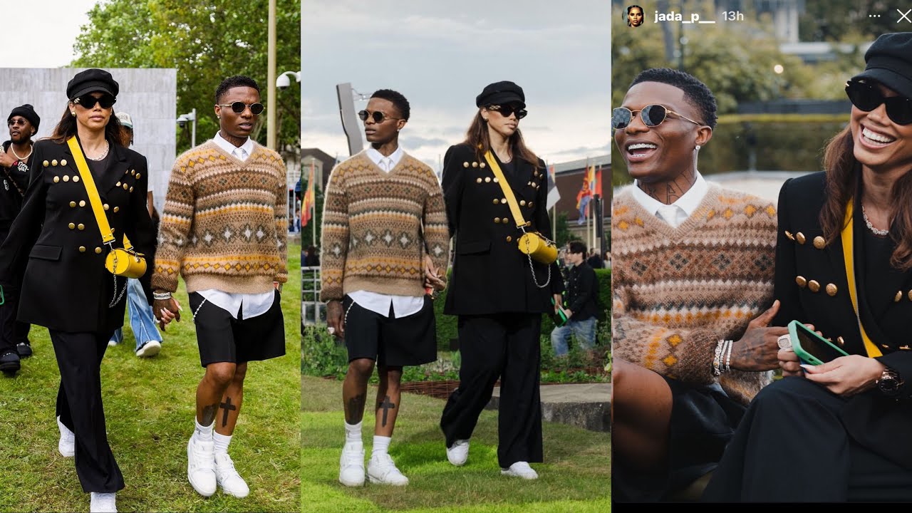 Wizkid Pregnant Baby Mama Jada P Attend Louis Vuitton Fashion Show in Paris with Tems and Rema