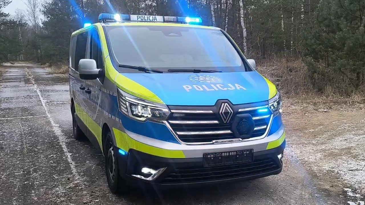 POLICJA Renault Trafic '26 pokaz sygnalizacji świetlnej i dźwiękowej Strobos STBS-HSP2