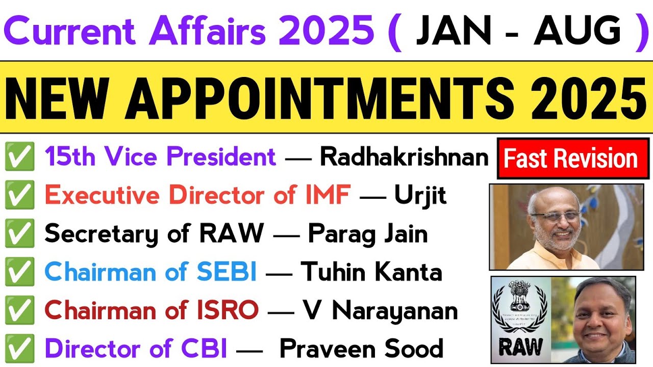 Appointments 2025 Current Affairs | New Appointments Current Affairs 2025 | Current Affairs 2025 