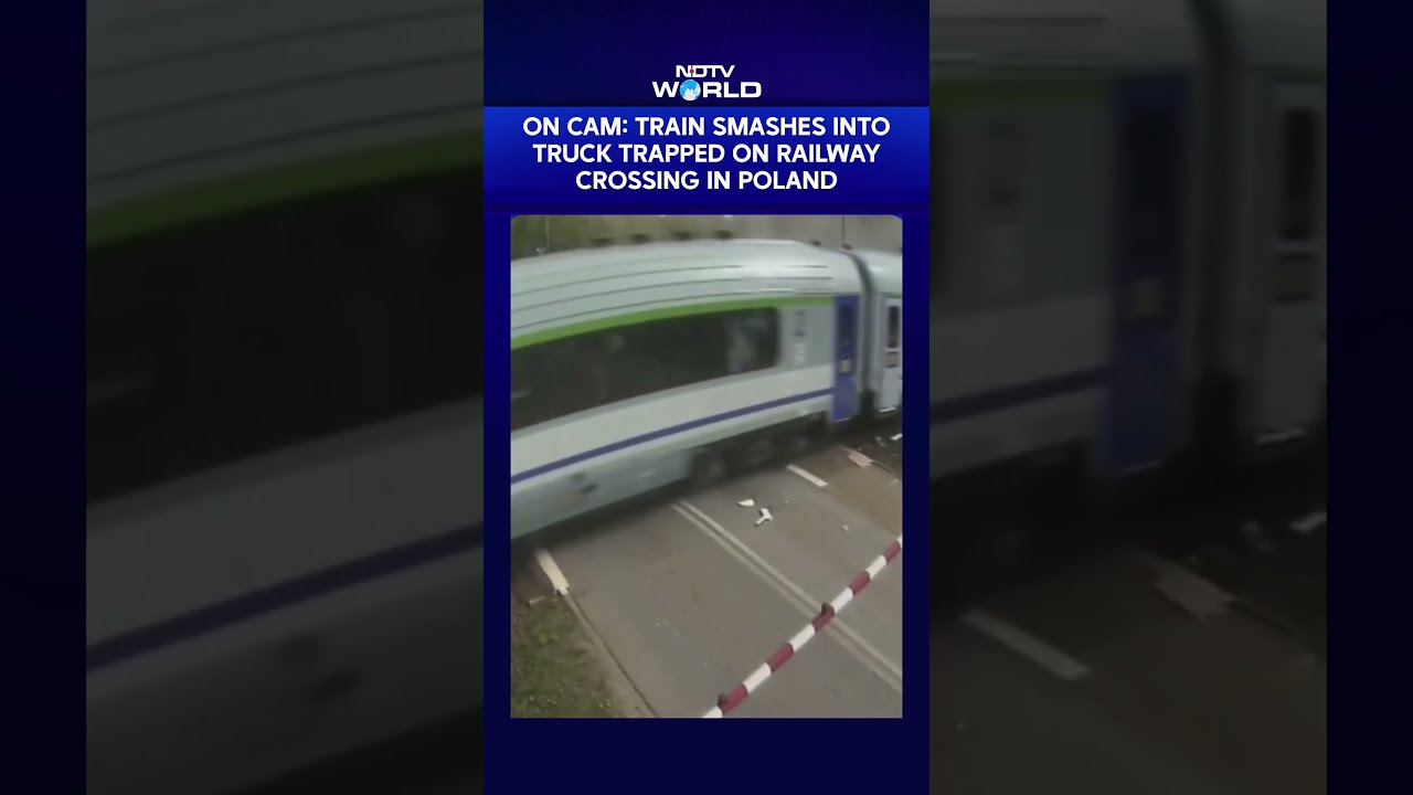 On Cam: Passenger Train Crashes Into Truck Stuck On Railway Crossing In Poland