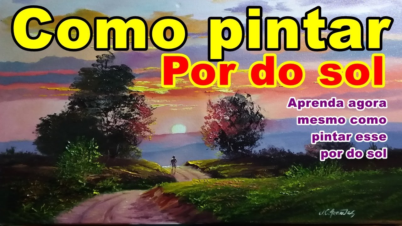 Como pintar uma paisagem com por do sol