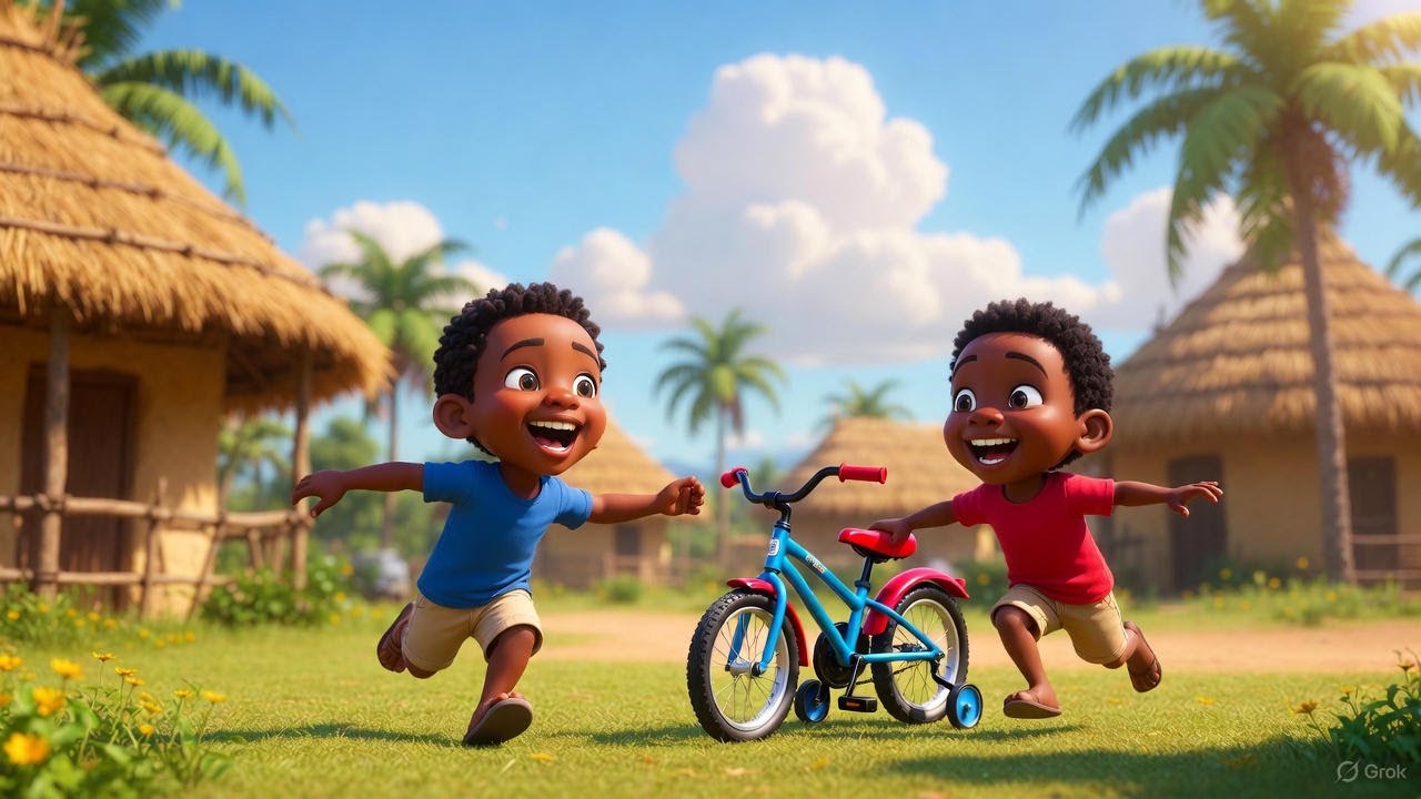 🌞 African Kids Nursery Rhyme | Singing & Playing Outside with Bikes 🎵