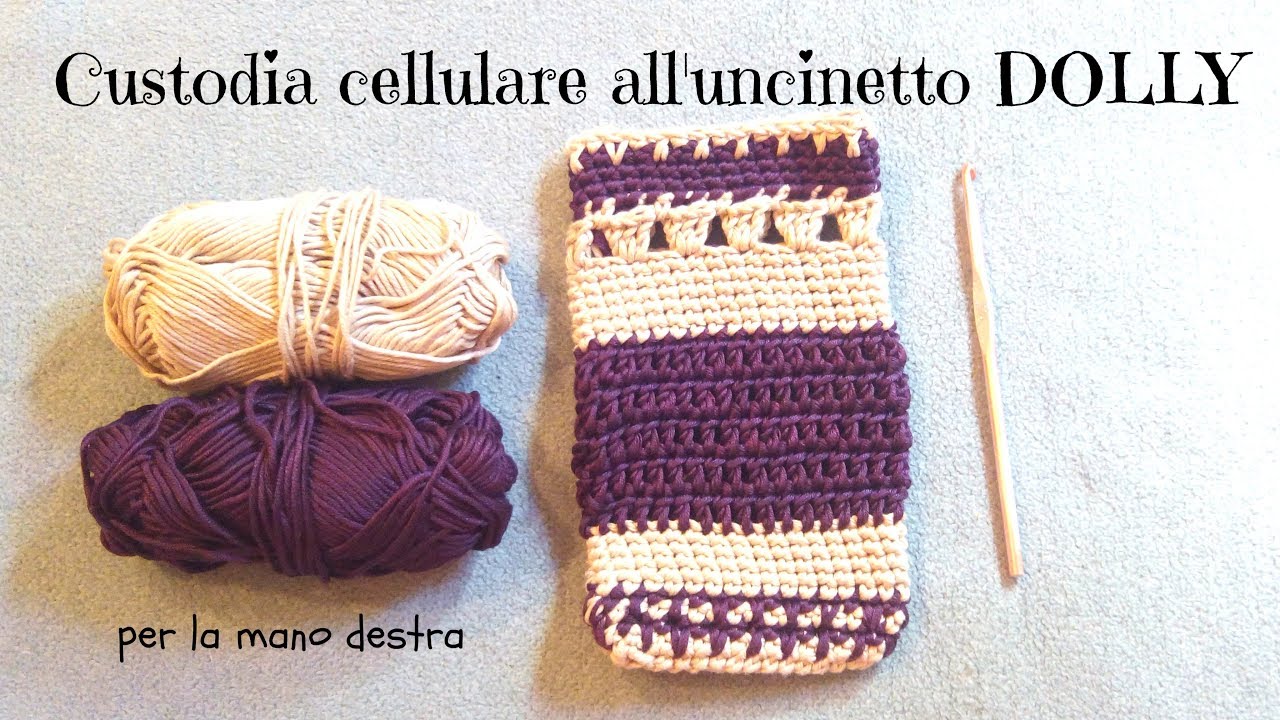 Custodia cellulare all'uncinetto DOLLY - borsetta portacellulare per la mano destra