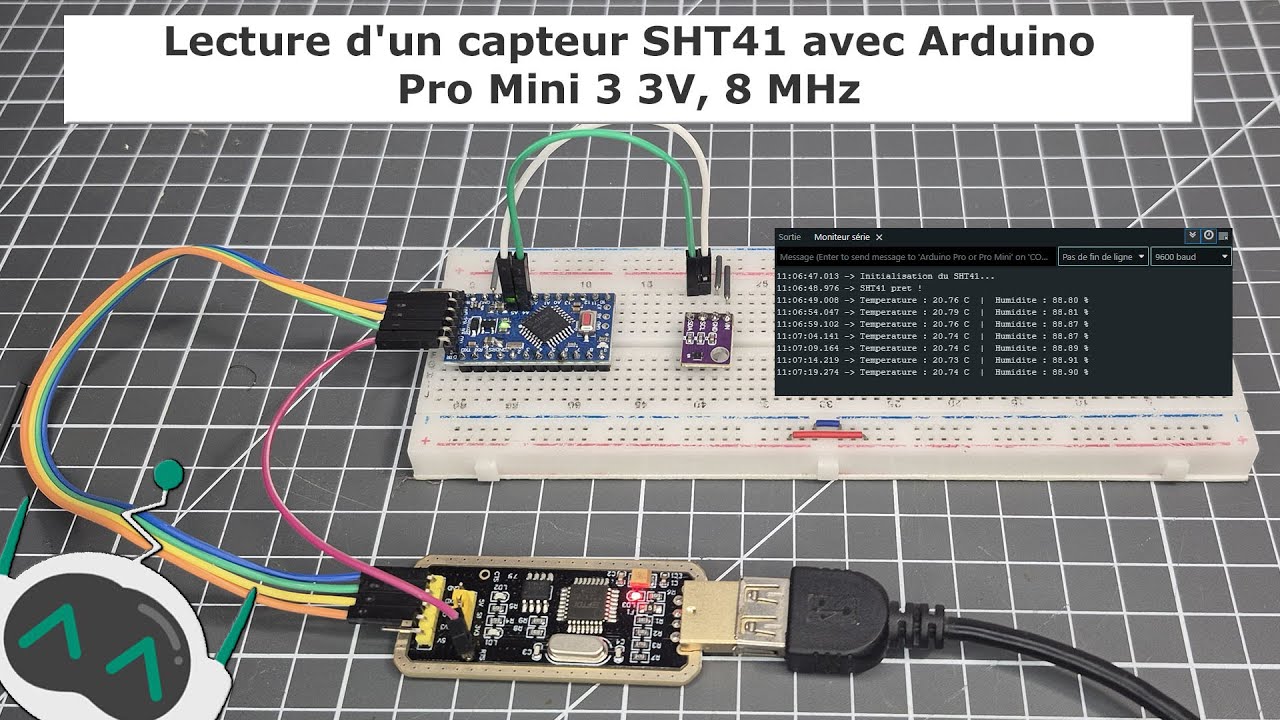 Lecture d'un capteur SHT41 avec Arduino Pro Mini 3 3V, 8 MHz