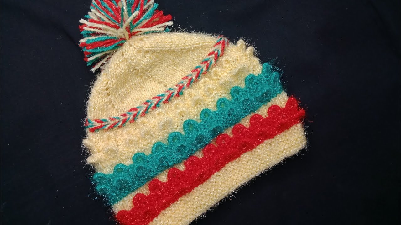 very pretty knitting stitch pattern for baby cap design