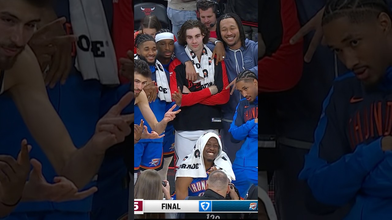 Josh Giddey & former teammates share a moment after the game