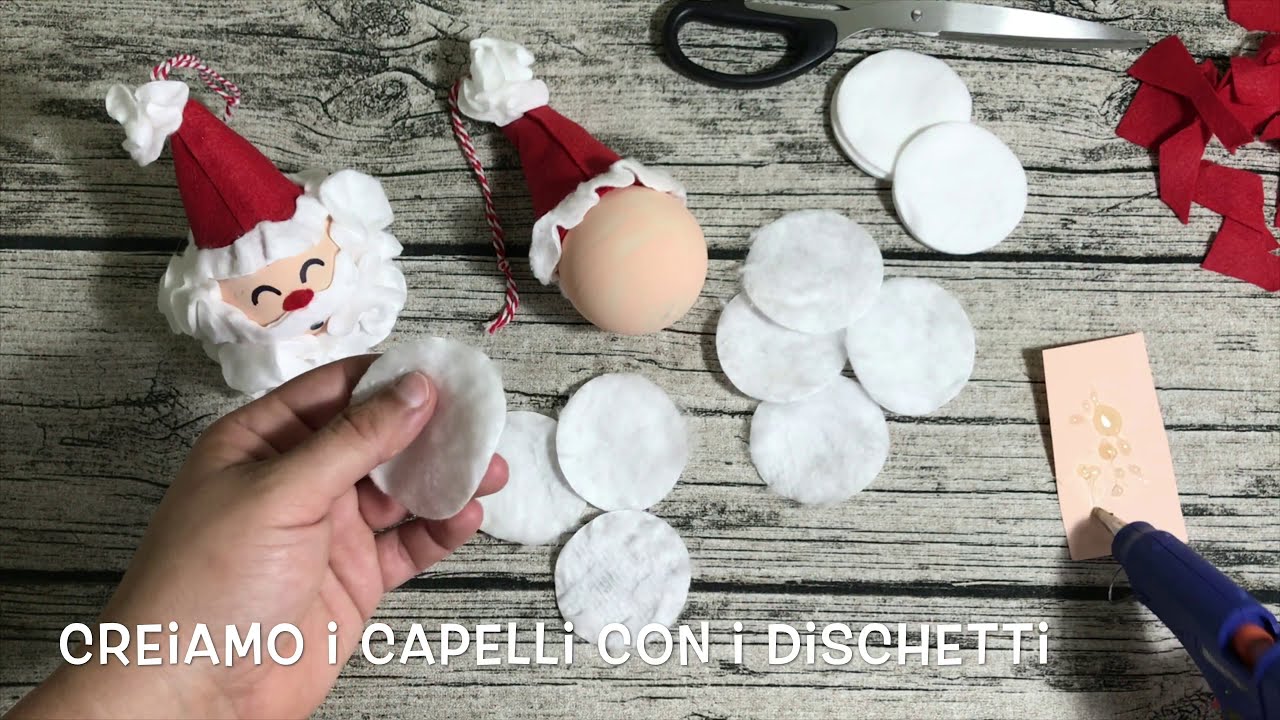TUTORIAL DIY - BABBO NATALE LAMPADINA. Realizzato con lampadina esausta e dischetti struccanti