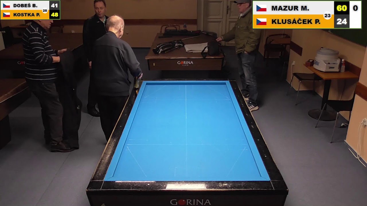 Czech league | 1-cushion | 2nd class | 13th round | Petr Klusáček v Martin Mazur