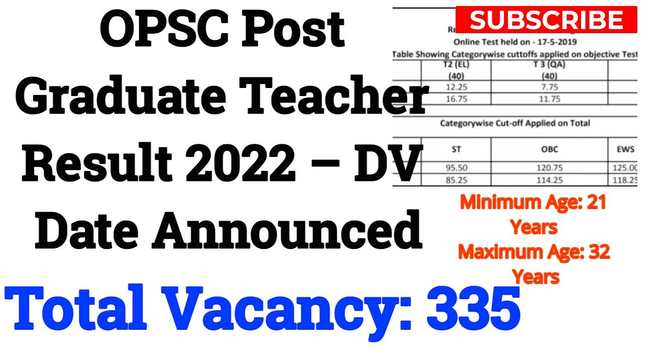 How can I become a PGT teacher in Odisha? OPSC Post Graduate Teacher Result 2022 &ndash; DV Date Announced