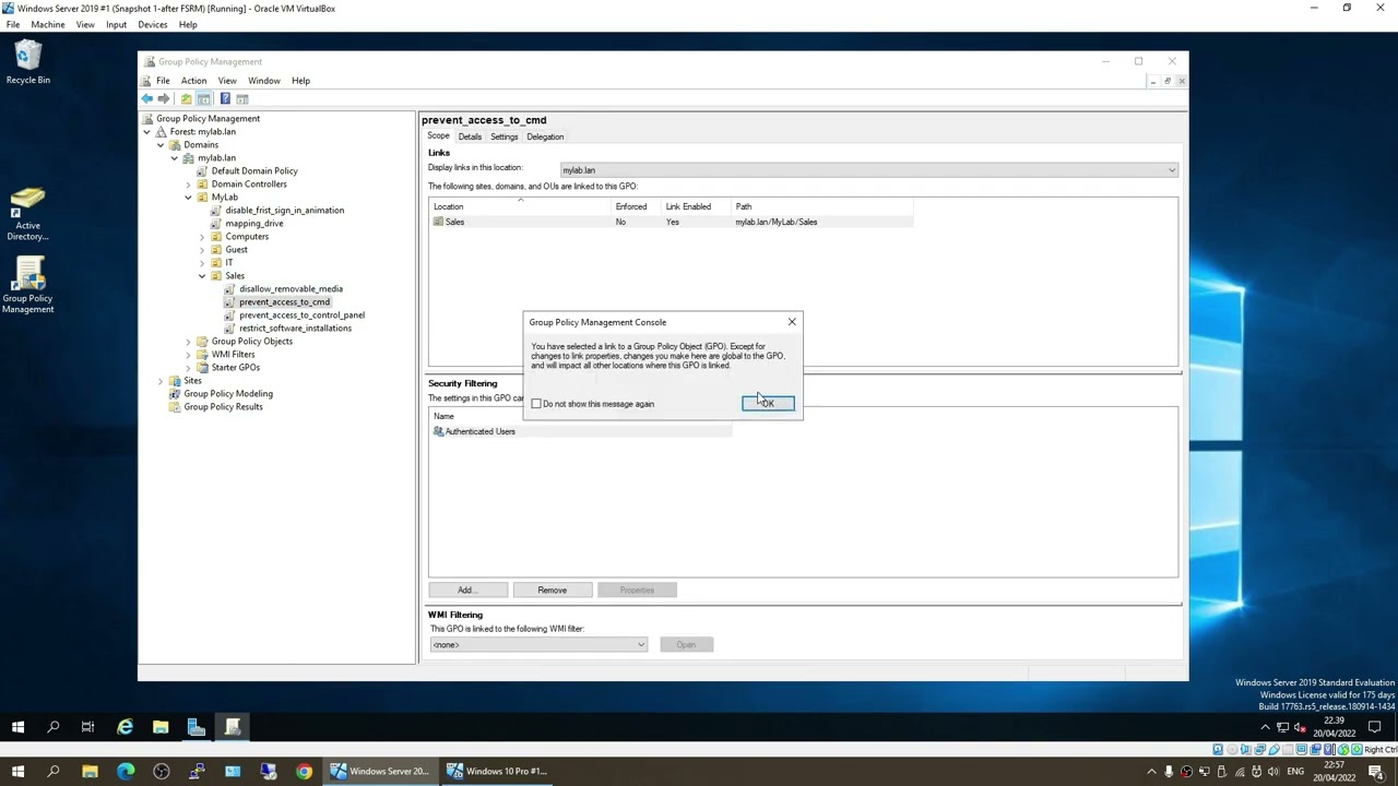 23. Prevent User Accessing Command Prompt using GPO Windows Server 2019