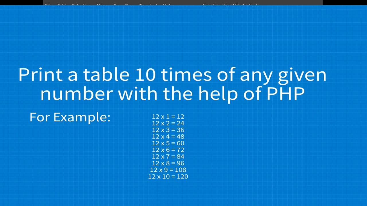 Print a table 10 times of any given number with the help of PHP
