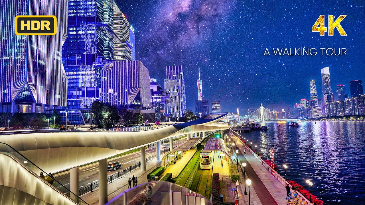 Прогуливаясь по воздушному саду Пачжоу и Sihai City в Гуанчжоу, вид просто потрясающий! | 4K HDR