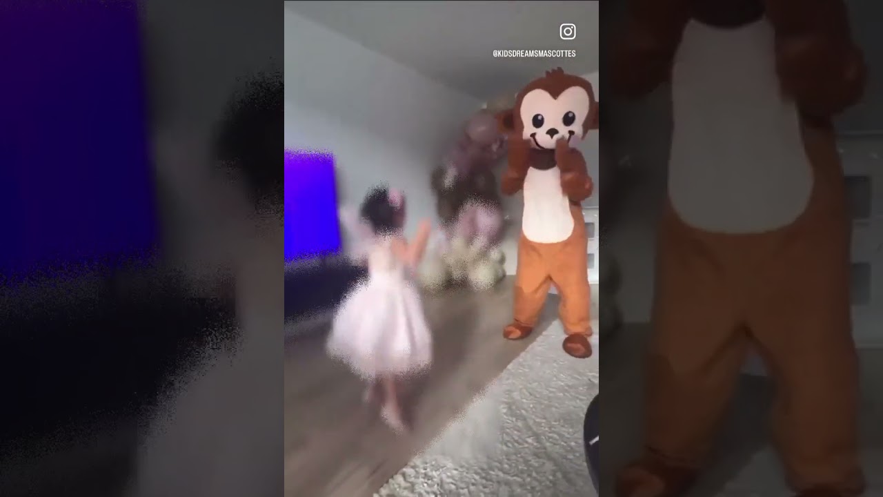 Watch this Monkey DANCE!! 🐵 Monkey mascot at a birthday  #monkey #monkeys #monkeyvideo #kids