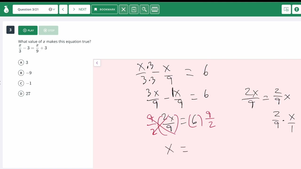 Algebra 1 Prerequisite Skills Practice Test - Answer Explanations