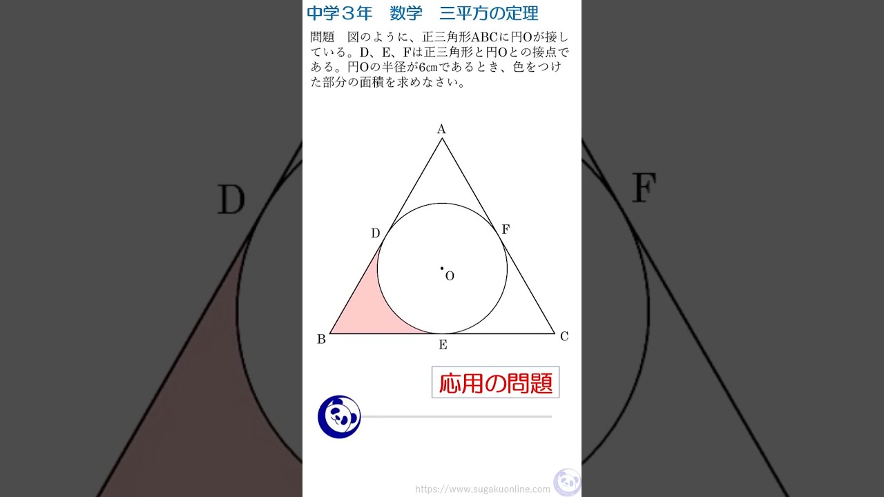 【中学３年数学】　三平方の定理 #数学online #中学数学 #shorts ～パンダと数学～