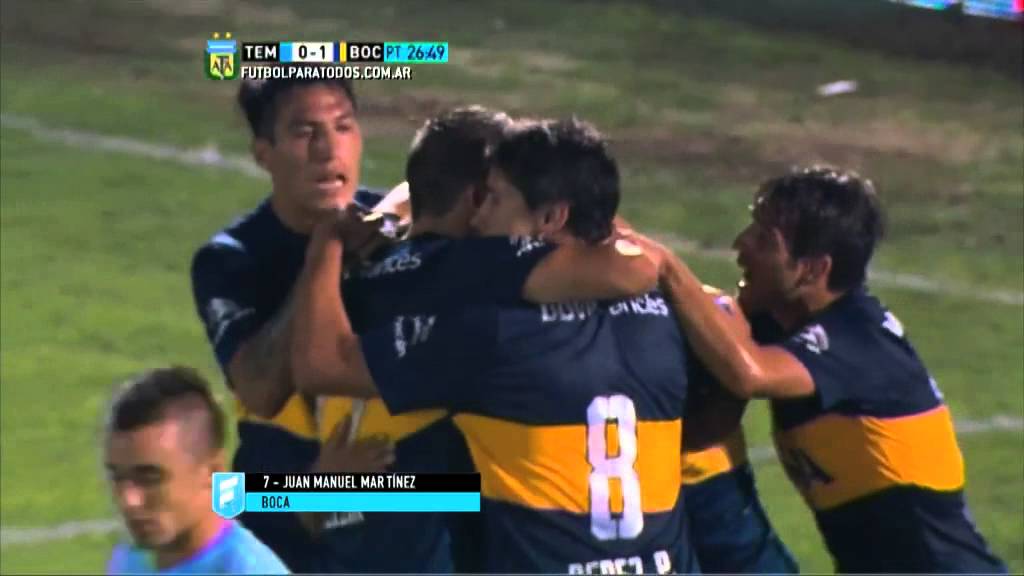 Gol de Mart&iacute;nez. Temperley 0 - Boca 1. Fecha 2. Primera Divisi&oacute;n 2015. FPT