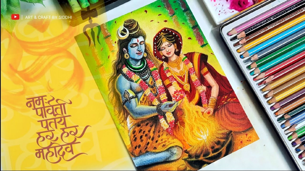 🔱 Lord Shiva & Mata Parvati Painting | Portrait Drawing Grid Method  | Easy tutorial for beginners