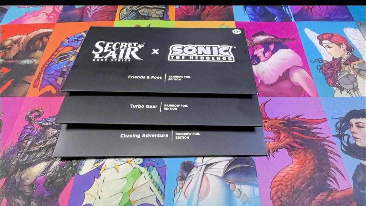Unboxing secret lair sonic the hedgehog foil friend and foes, turbo gear, chasing adventure MTG