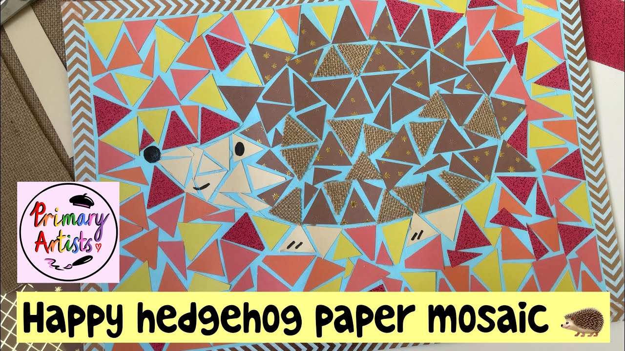 Happy hedgehog paper mosaic 🦔