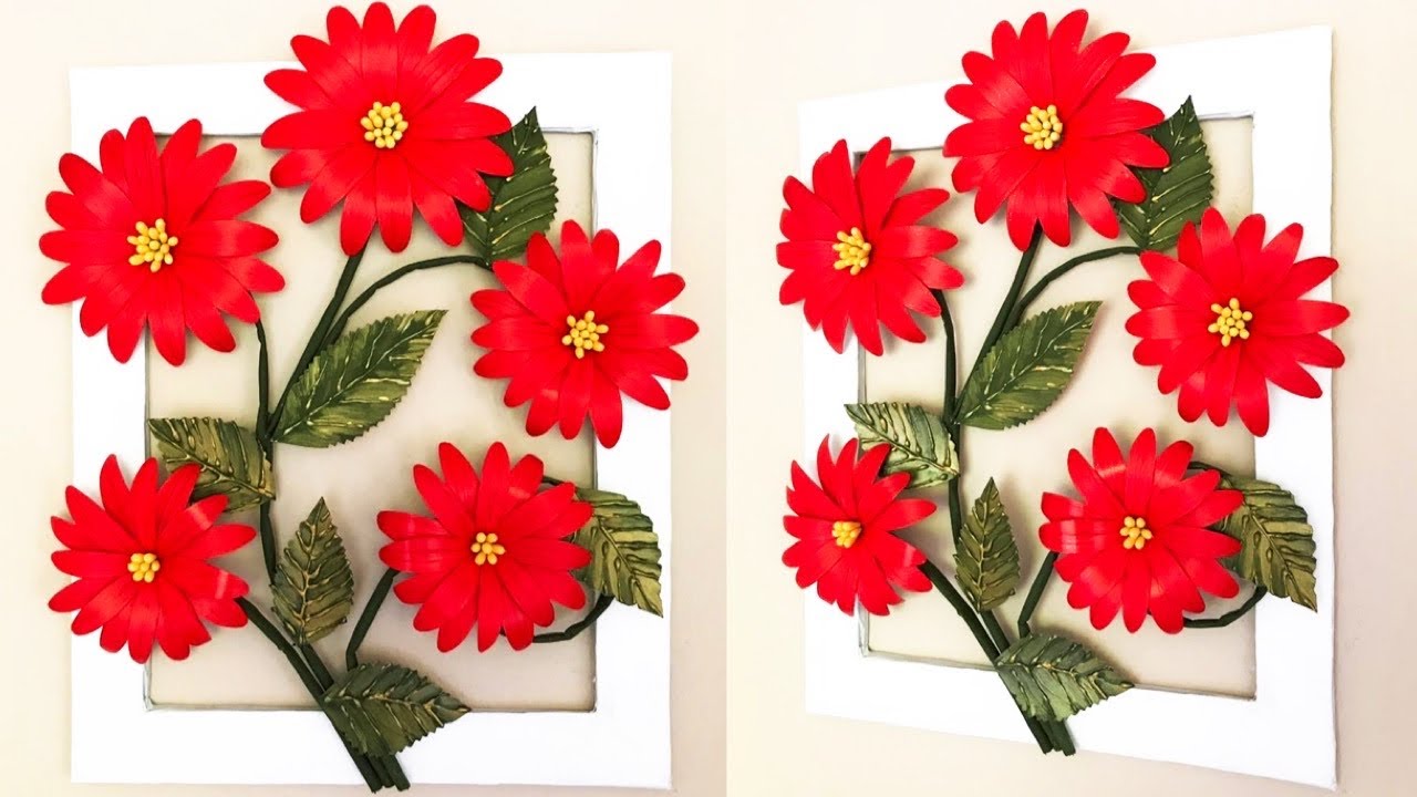 DIY Beautiful Red Flower Wall Decor | Home Decoration | Wall Hanging | #45 |