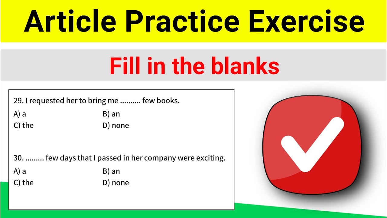 Articles in English Grammar Practice Set | Article practice exercise for competitive exams pdf