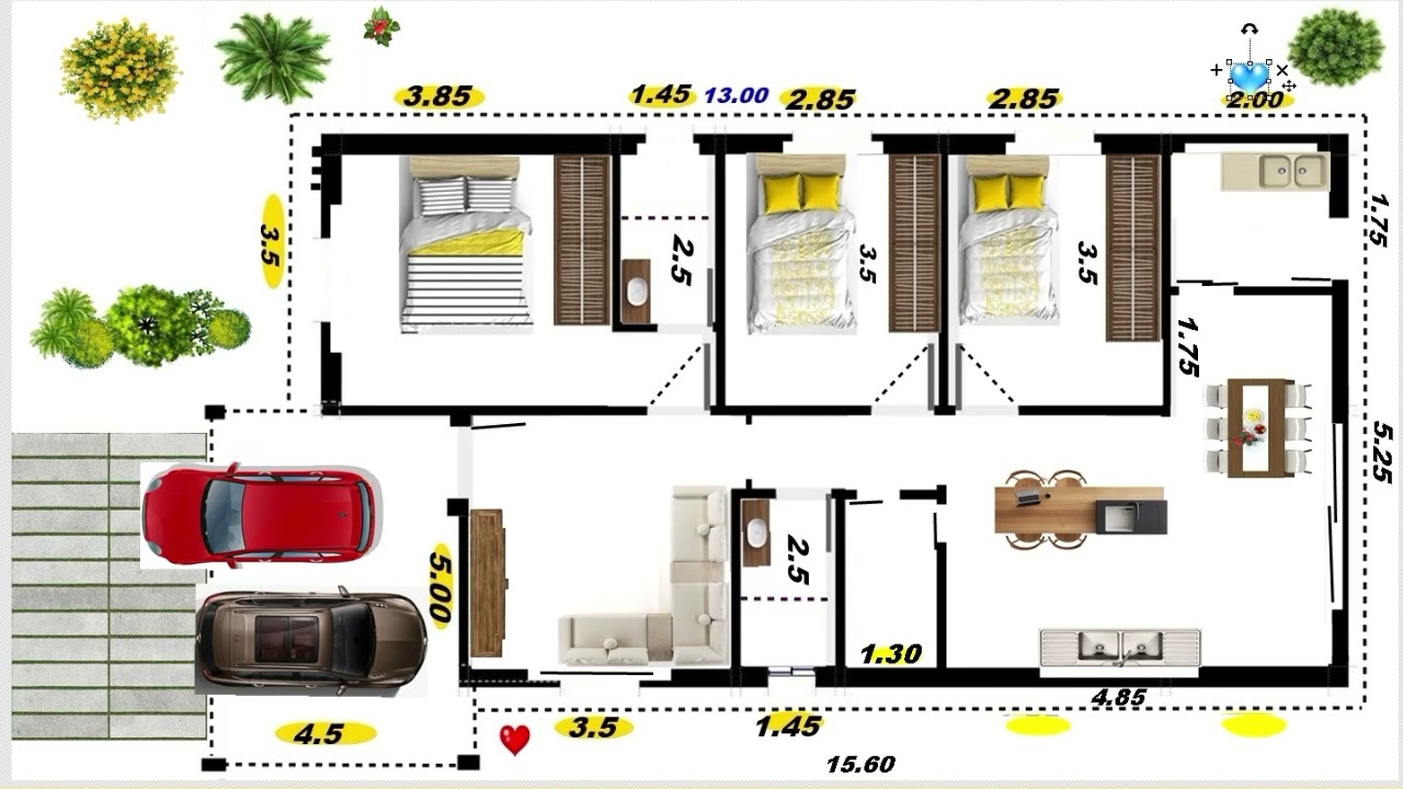 Planta de casa 3 dormitórios - use 68 mil no material 