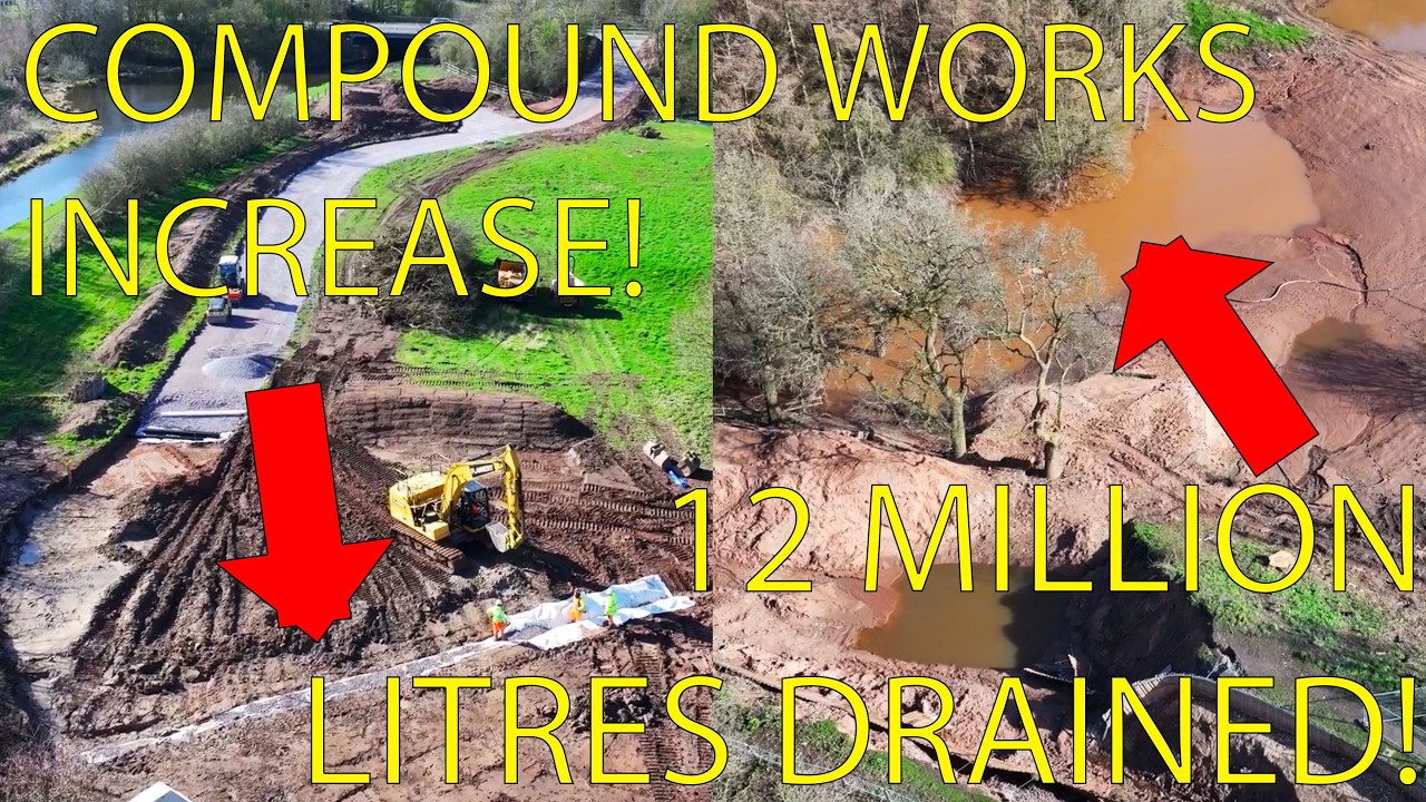 Whitchurch Canal Breach Update, Works On The New Compound & Rapid Draining,With Commentary (11thMar)