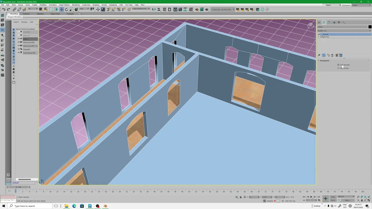 3ds max 2026 - Boolean modifier - imprint option (Knife project) - tutorial EN (2026)
